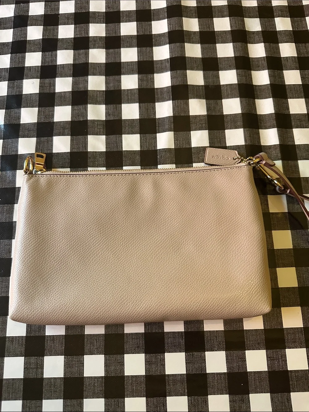 Coach Taupe Leather Wristlet Clutch